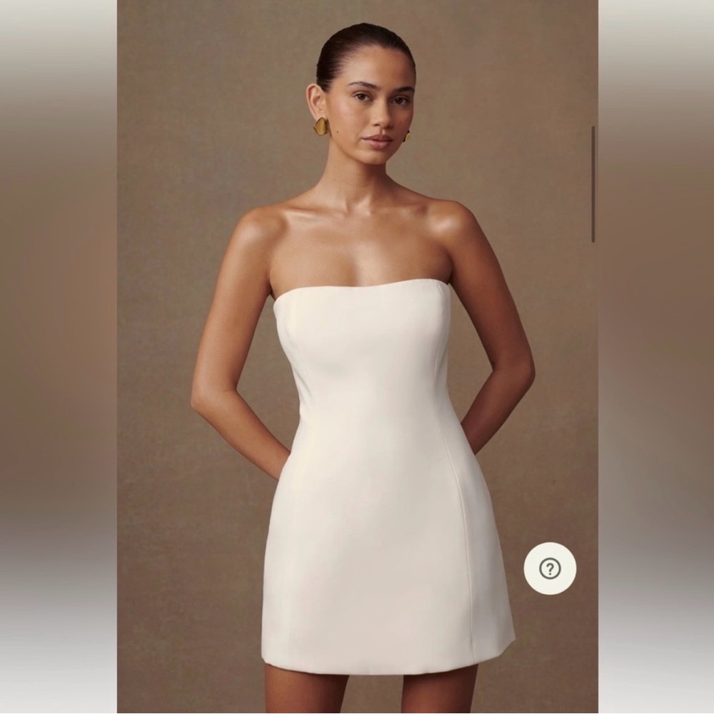 MESHKI Neeka strapless bow back mini dress - white Size XS - Picture 2 of 6